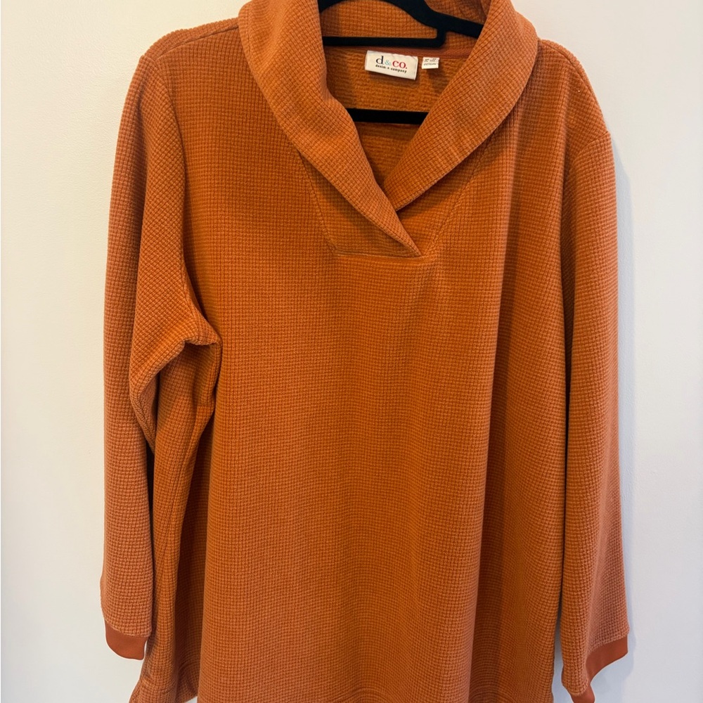 D&Co Women's Cozy Cowl Neck Sweater - Warm Orange